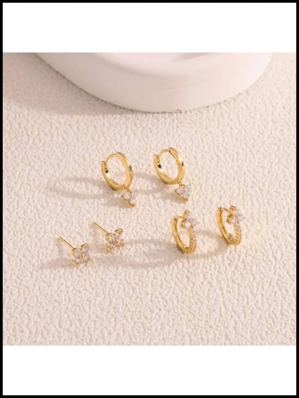 3 Pair Hoop Earrings Set Dainty Stud Dangle Cartilage Hypoallergenic Cubic